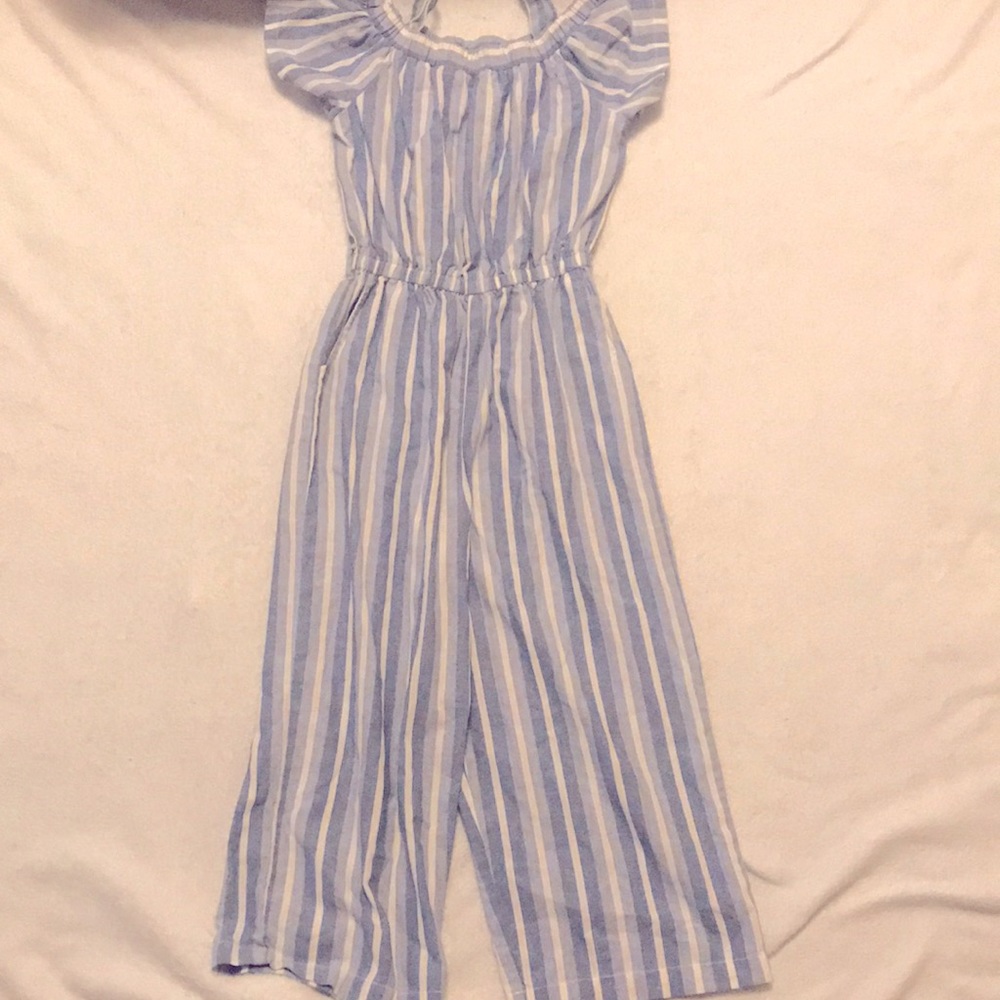 Blue and white casual summer jumpsuit and romper.